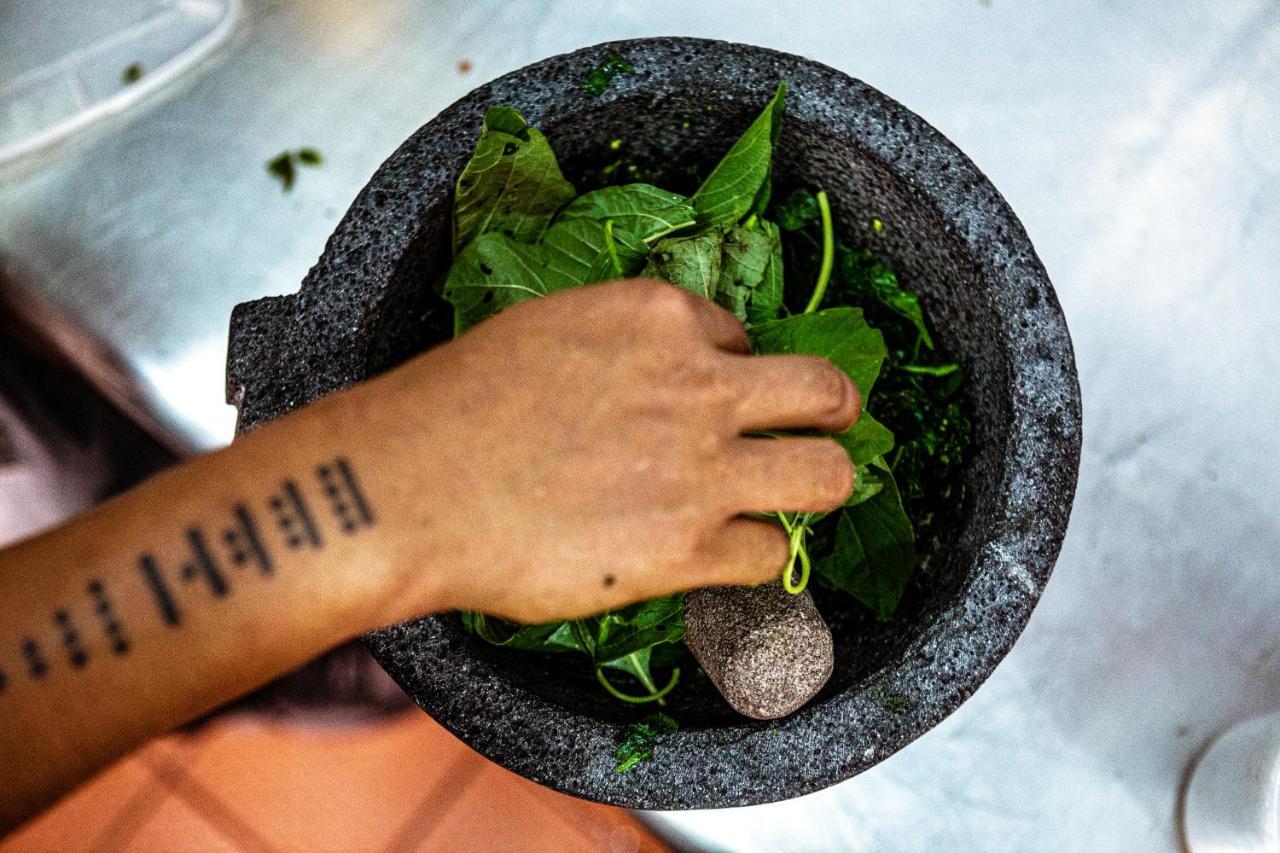 Hotel Makaaba Eco-Boutique Bacalar Kültér fotó Preparation of a green mole